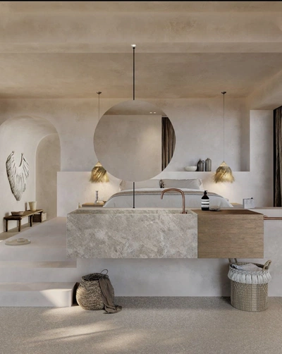 Beige bedroom with neutral palette for sepia tone depth
