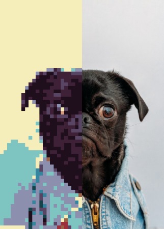 16-color palette pixel art converter output at block size 8