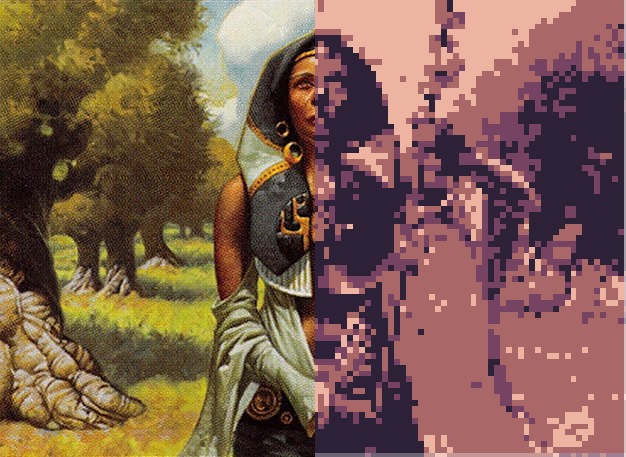 Image to pixel art with 4-color palette at block size 17